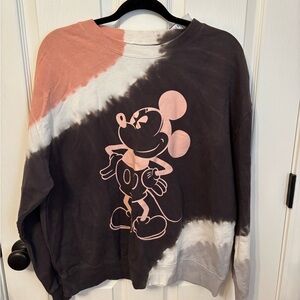 Disney Mickey Mouse Tie Dye Sweatshirt Pink Gray Black Crewneck 100% cotton